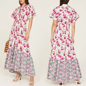 Misa Los Angeles Floral Maxi Dress - Pink and White